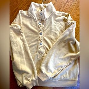 Universal Thread Quarter Snap Cropped Sweatshirt Dyed Yellow Size XL